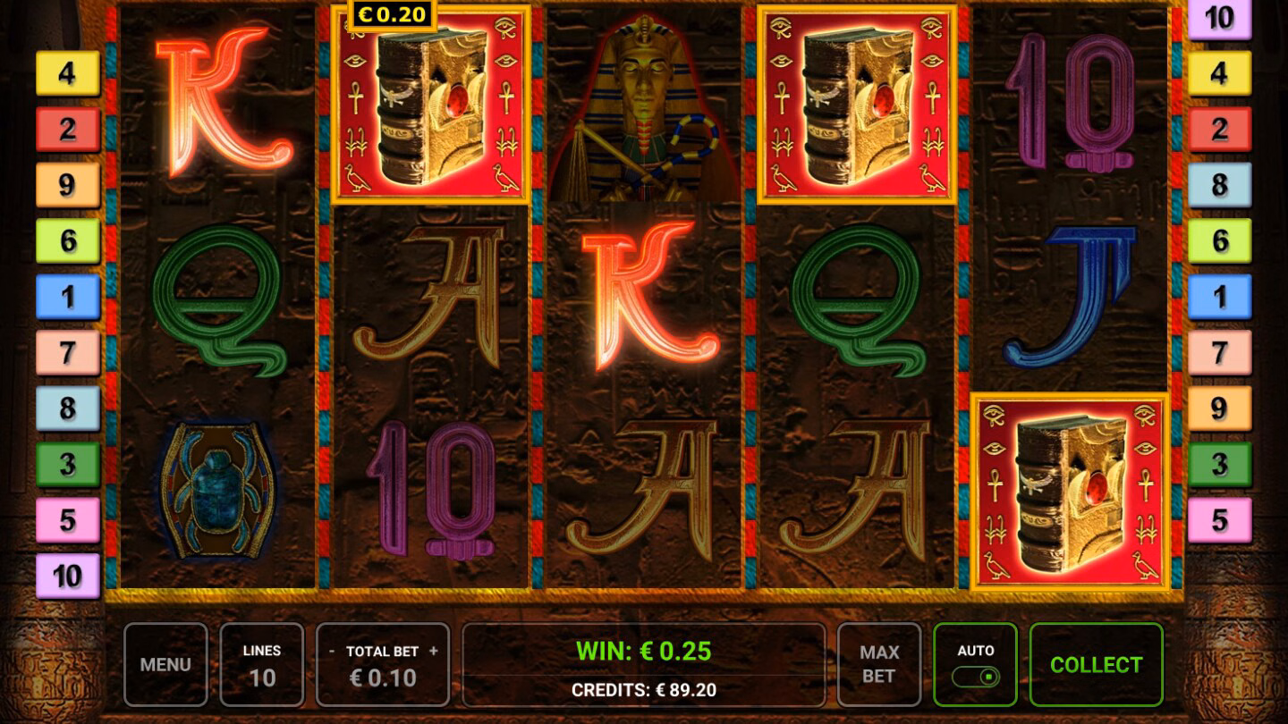 Book of Ra Deluxe demo: three Book symbols on the reels start the Free Games